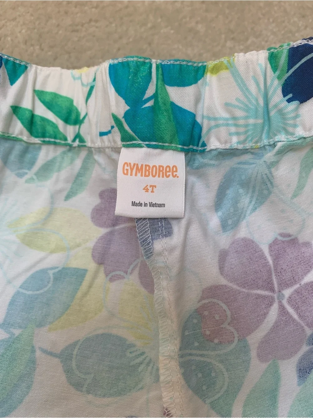 Gymboree Girls Floral White Tropical Shorts & Blue Denim Seahorse Shorts Set